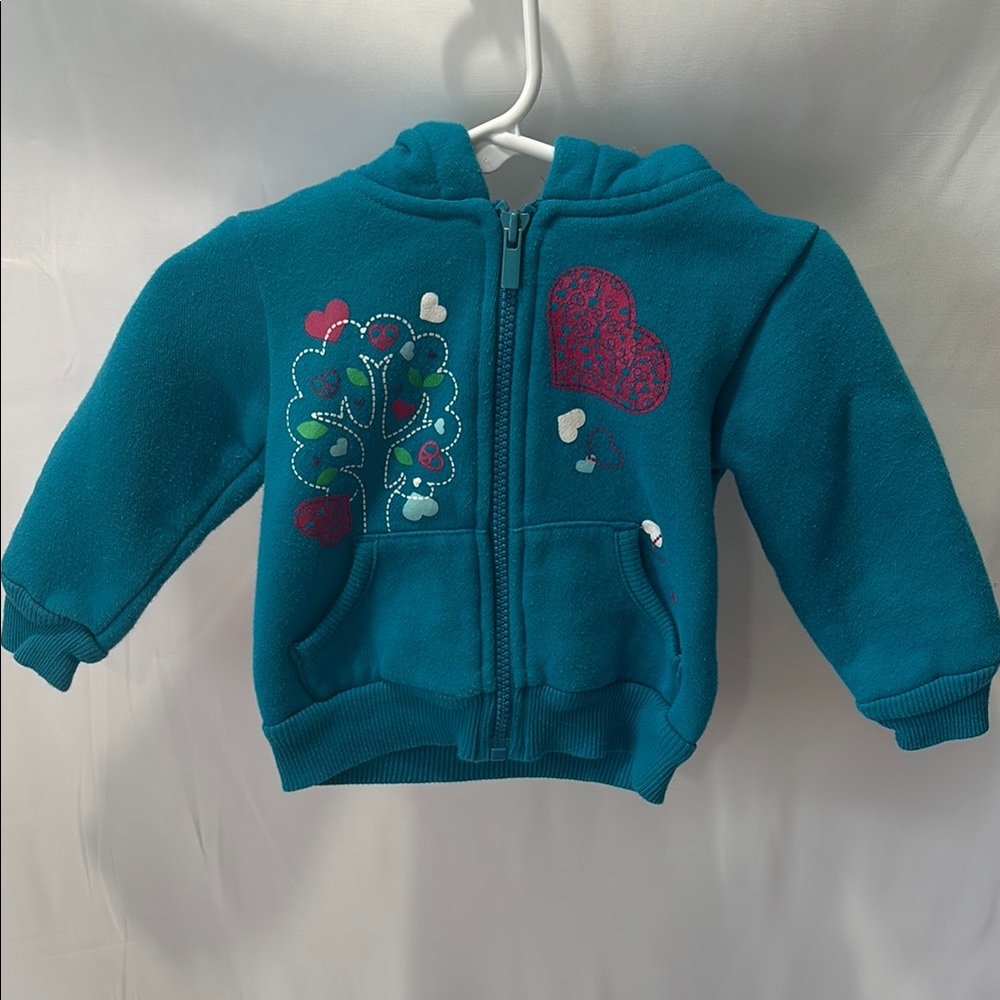 Blue Fleece Hoodie with Graphic Design